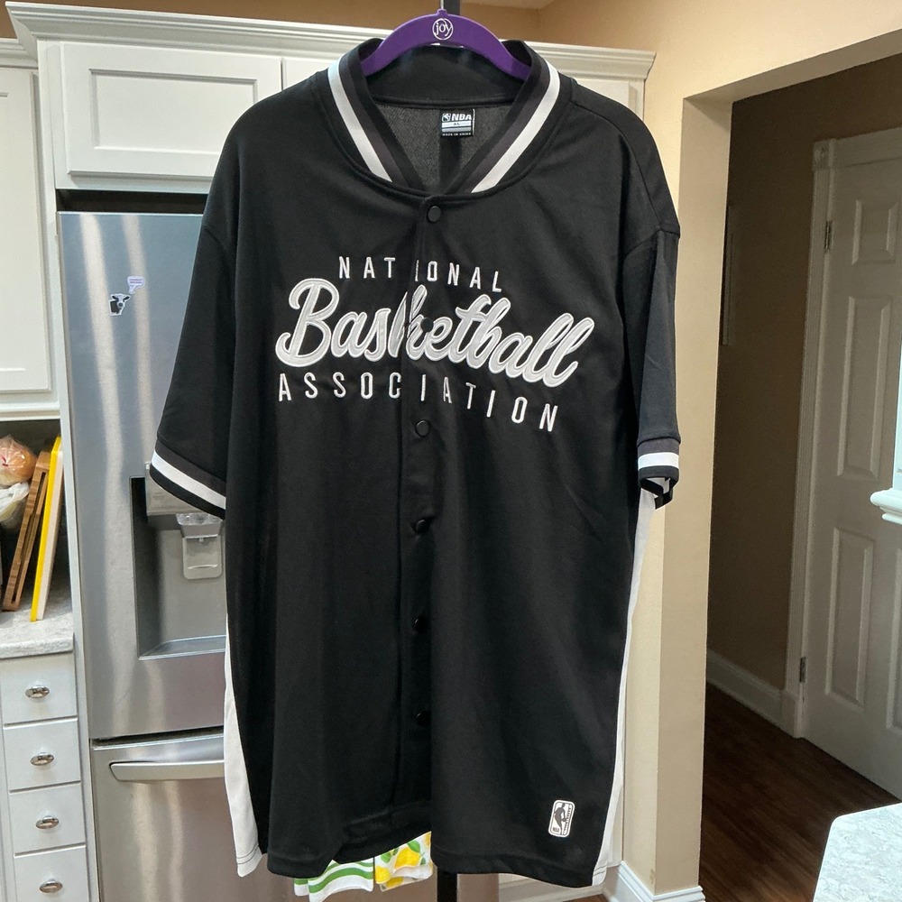 NBA Baseball‎ Tee Courtyard S/S XL Black Embroidered Snap Front Jersey ZTMH354S